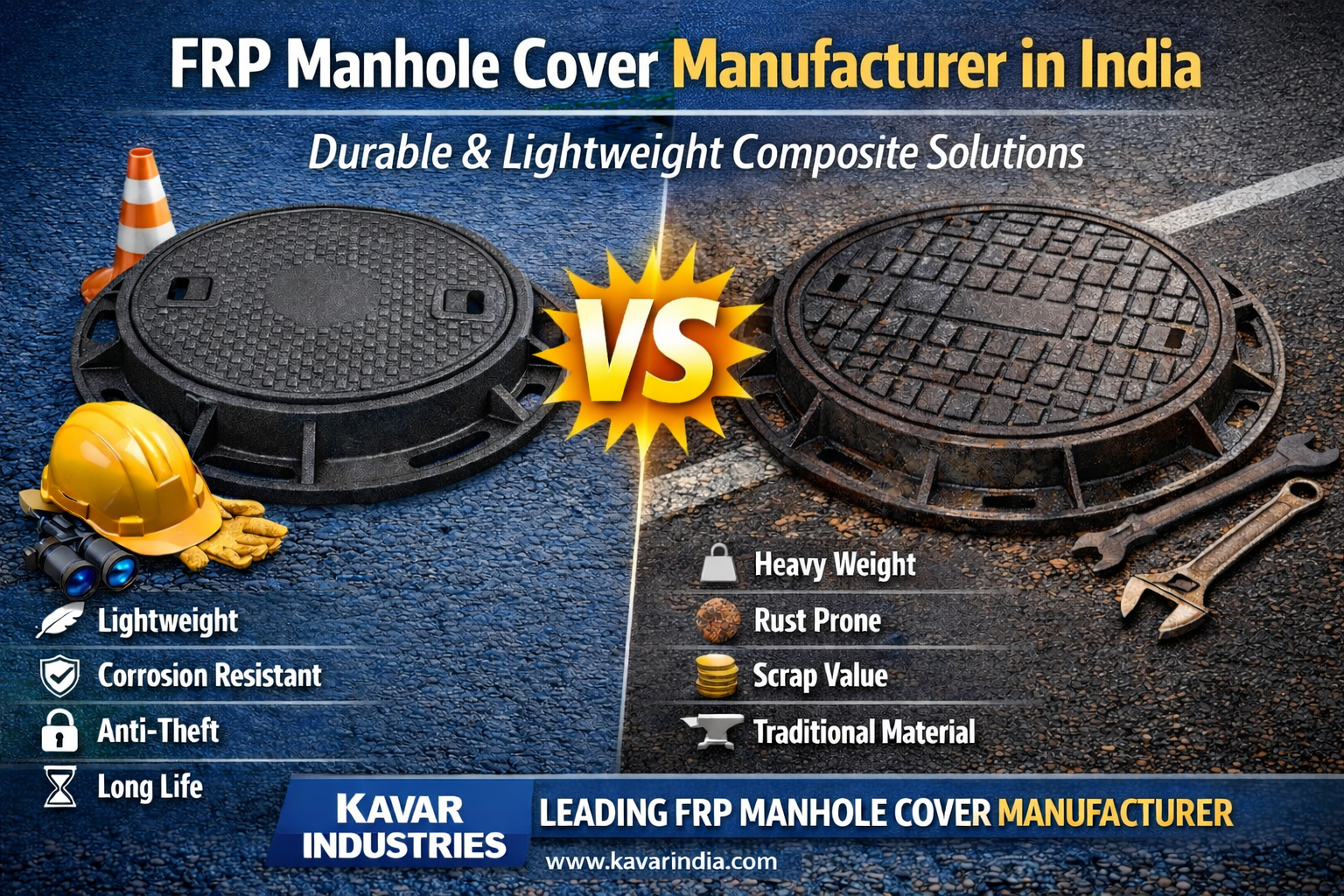 FRP Manhole Cover Manufacturer in India | Heavy Duty Composite Covers