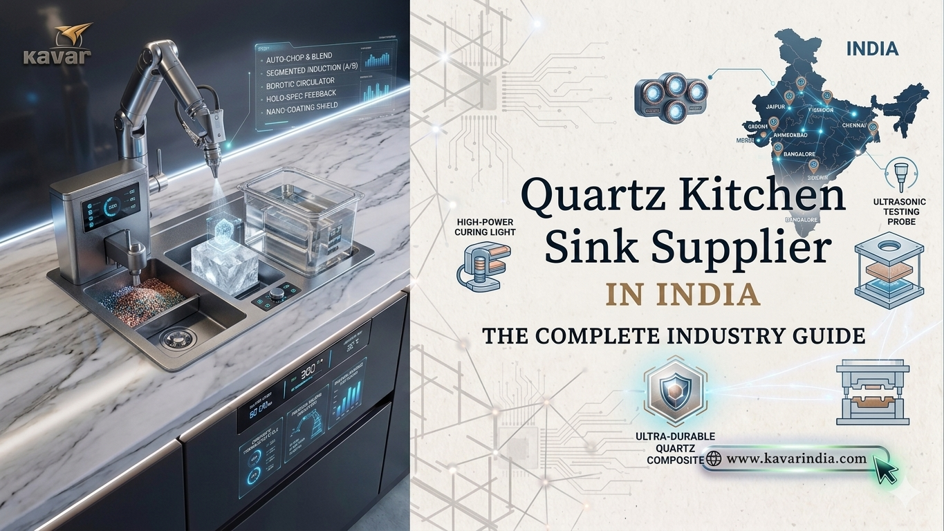 quartz kitchen sink installation in modern modular kitchen India premium quartz sink design
