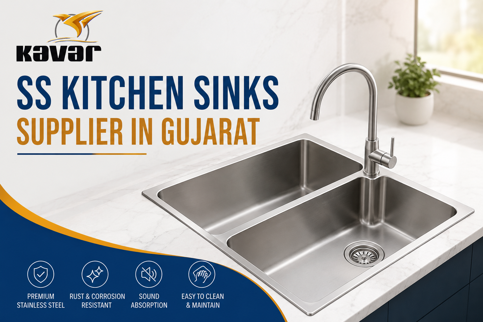 SS Kitchen Sinks Supplier in Gujarat by KavarIndia